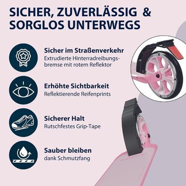 Дитячий самокат HUDORA BigWheel 180 Advanced Junior, складаний, регульована висота, з відбивачами, для хлопчиків і дівчаток від 3 років, до 60 кг