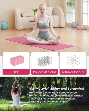 Килимок для йоги та пілатеса Narwhal з екологічного TPE, протиковзкий фітнес-мат для тренувань зі стрічкою для перенесення (Слива, 183 x 61 x 0.6 см)