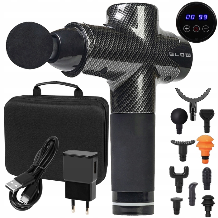 Перкусійний масажер для тіла Massage Gun 200W: для ніг, шиї та спини + 10 насадок