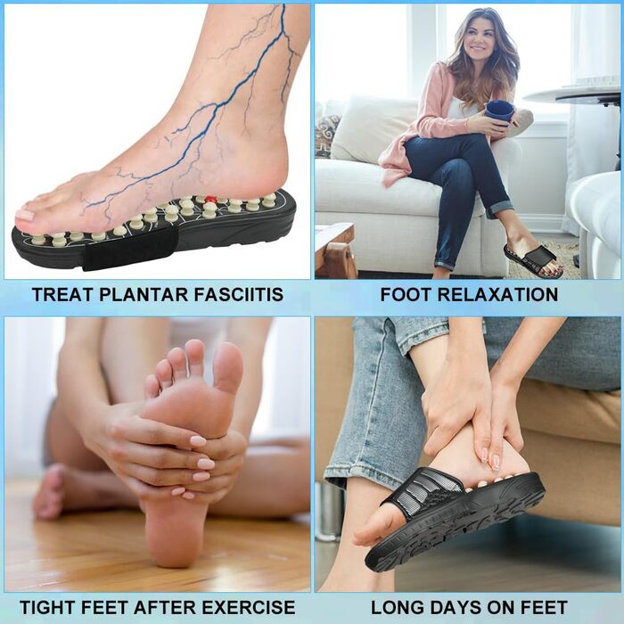 Масажні тапочки для ніг ACWOO - масажер для стоп, для чоловіків та жінок, розмір 42-43, для покращення кровообігу та полегшення болю при п'яткової шпори та планарної фасціїті.
