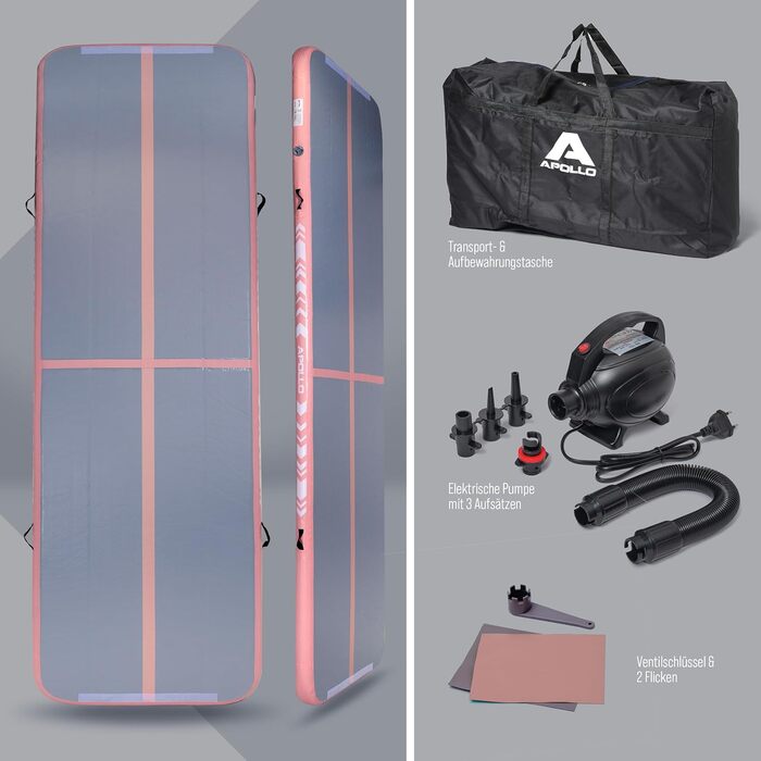 Надувний гімнастичний мат Apollo Air Mat Pro 3м/4м для дорослих і дітей, домашній і вуличний аеромат для тренувань, акробатики, тумблінгу