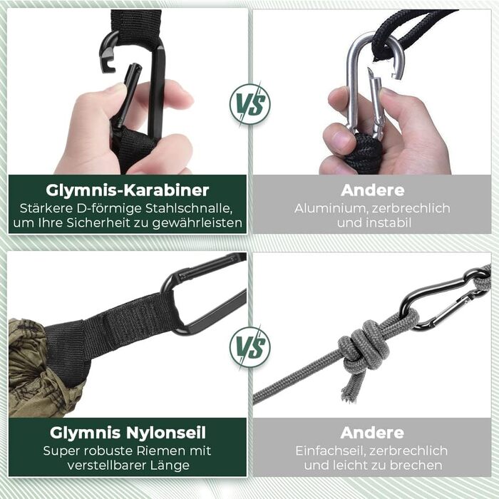 Гімніс Гамак для відпочинку на природі Ultraleicht - легкий туристичний гамак з тросами та карабінами, вантажопідйомність до 300 кг