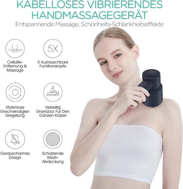 VOYOR HEALTH електричний ручний масажер від целюліту CM410, синій – для шиї, плечей, живота, талії та стегон, зняття болю та розслаблення м'язів