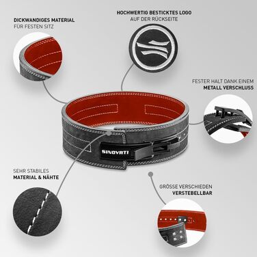 Пояс для важкої атлетики SINOVATI Premium з натуральної шкіри, важкоатлетичний ремінь із застібкою, для пауерліфтингу, бодібілдингу та фітнесу, висота 8,5/10 см, для жінок і чоловіків