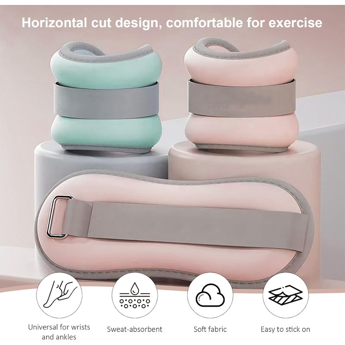 Важкі манжети для ніг та рук, 1 кг, рожеві - для пілатесу, йоги, ходьби, бігу, аеробіки