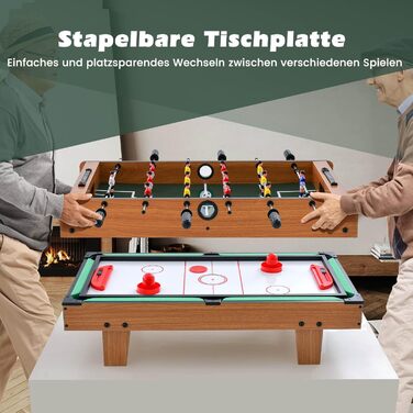 DREAMADE 4-в-1 міні-ігровий стіл: футбол, хокей, більярд, теніс. Ідеально для дітей та дорослих