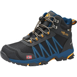 Дитячі трекінгові черевики Trolltunga Hiker Mid від Trollkids, 29 EU, чорно-сталево-блакитні