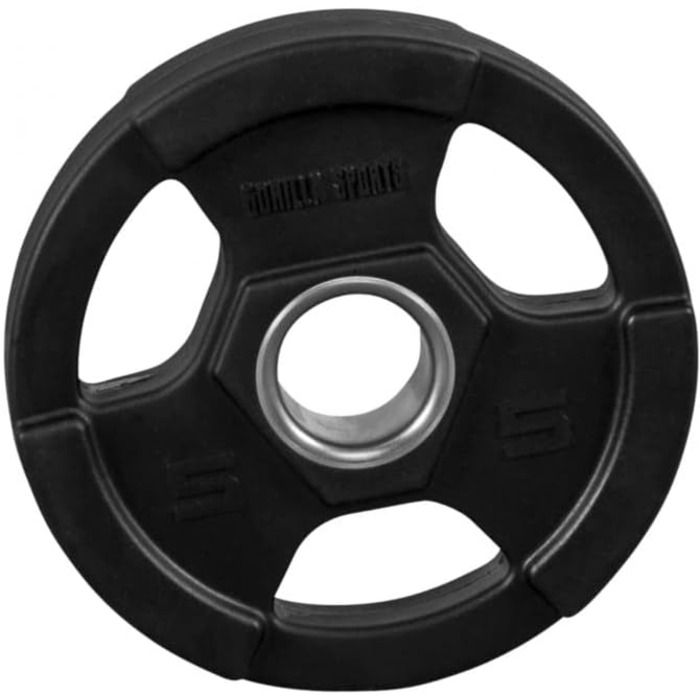 Олімпійські диски GORILLA SPORTS 5 кг, пластик, 50 мм, чорні, тригрип