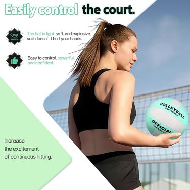 Волейбольний м'яч Aipwerer: для пляжу, залу та тренувань. З насосом та сумкою. Зелено-білий, розмір 5