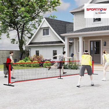 Набір для піклболу SPORTNOW: портативне поле з сіткою, збирач м'ячів, 4 м'ячі, маркер для поля та сумка для перенесення. Підходить для вулиці.