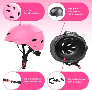 Набір наколінників для дітей 7-в-1: наколінники, налокітники, шлем для велосипеда, скейтборда, лиж, рожевий