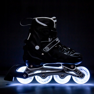 Регульовані ролики Nils Extreme, чорні, розмір 35-38, 4 LED-колеса, підшипники ABEC-7