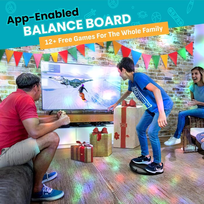 GoBalance Board App - Балансборд з Bluetooth сенсором, 12 ігор для тренувань, розваг та фітнесу. Зміцнює координацію та силу для підлітків та дорослих. GoBalance Sport-Play