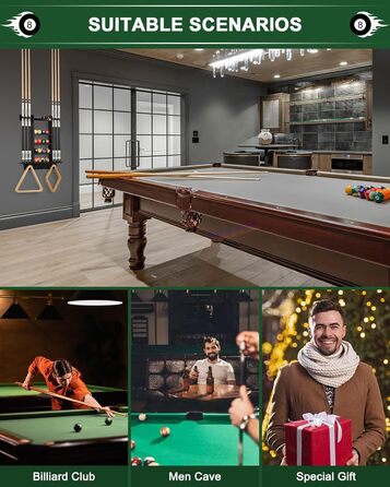 Стенд для більярду на 6 київ Regal, чорний колір, з полицею для аксесуарів, з дуба, для ігрової кімнати, клубу або чоловічої зони