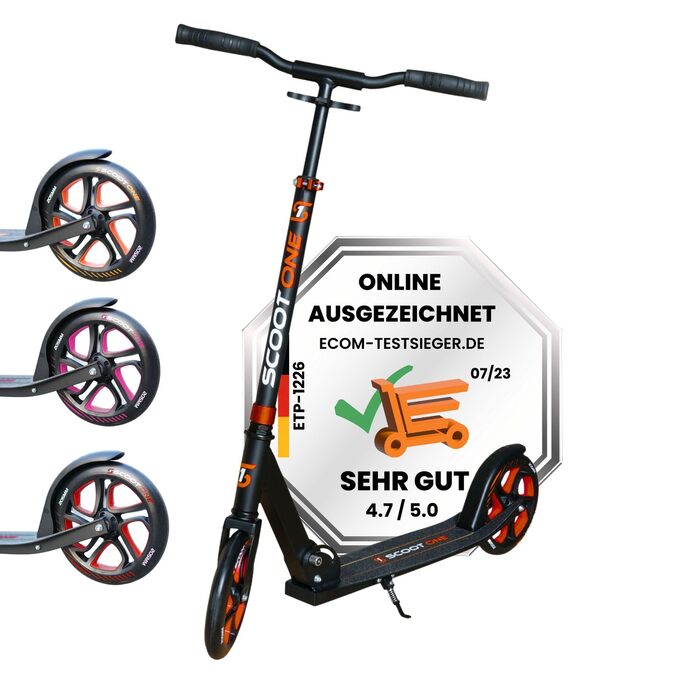 Алюмінієвий самокат S 1 / S 2 – регульований по висоті, ABEC 7, помаранчевий