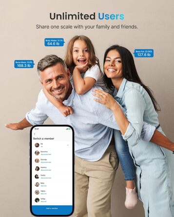 Ваги RENPHO: цифрові ваги для тіла з Bluetooth, аналіз складу тіла (жир, м'язи, BMI, вода), максимальне навантаження 180 кг, чорний