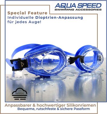 Плавальні окуляри Aqua Speed Lumina з діоптріями для дорослих, для короткозорих, індивідуальний підбір лінз, сині, прозорі