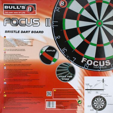 Дартс Bull's Focus II з сизалю, 45,5 см, професійна мішень
