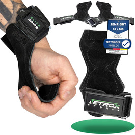 NetroxSports Elite Grips – шкіряні зчеплення для тяги, фітнес-ремінці для важкої атлетики, бодібілдингу з захистом зап'ястя, для чоловіків і жінок
