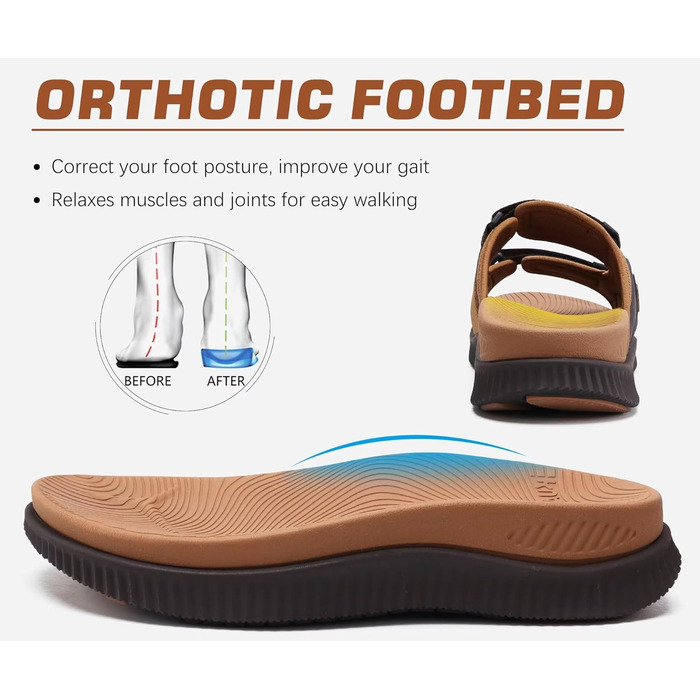 Ортопедичні чоловічі сандалії KuaiLu: спортивні, з товстим ущільненням, для відпочинку та спорту, з регульованим ремінцем та підтримкою склепіння стопи при фасціїті
