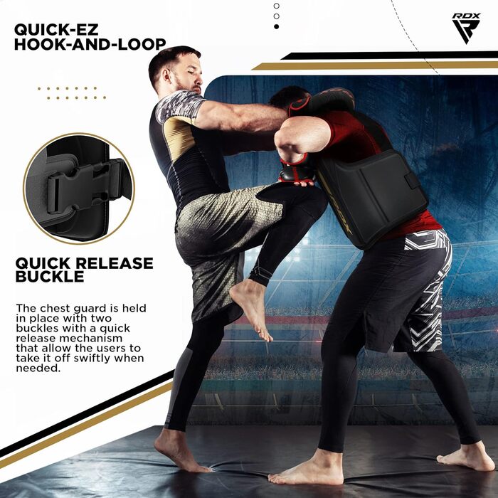 Захист для тіла RDX, штучна шкіра Maya Hide, для кікбоксингу, MMA, муай-тай, боксу, регульований, розмір S/M, золотий, для дому і спортзалу