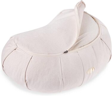 Подушка для медитації Lotuscrafts Zafu напівмісяць, 15 см, з наповнювачем з пшениці, бавовна органічна, сертифікат GOTS