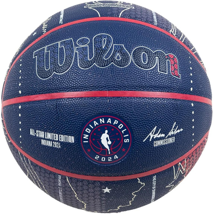 Баскетбольний м'яч Wilson NBA All-Star 2024 Indianapolis, колекційний, розмір 7, для дорослих, темно-синій