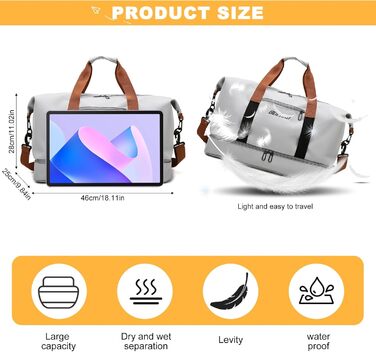 Спортивна сумка Lafo: дорожня, для тренажерного залу, з відділенням для взуття та мокрих речей, сіра