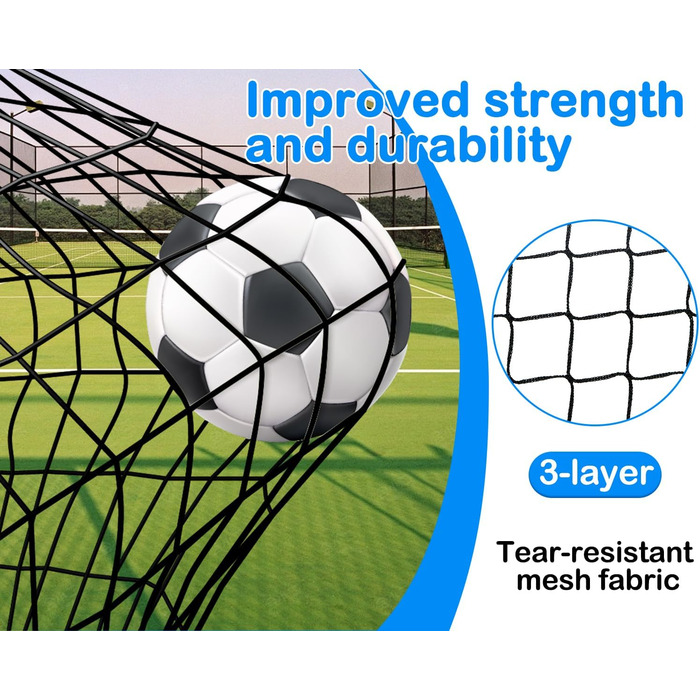 Дитячі ворота для футболу, 2-в-1 Pop-Up ворота, розкладні для саду, з сумкою та 4 кілочками (150x120 см, блакитні)