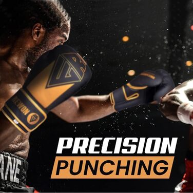 Боксерські рукавички для тренувань і спарингів, MMA, кікбоксингу, Муай Тай, 14oz, чорні/золоті