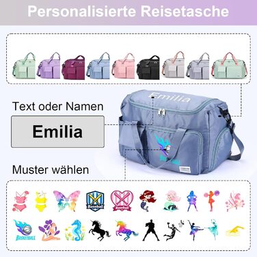 Персоналізована спортивна сумка з ім'ям для жінок та чоловіків, велика водонепроникна сумка для подорожей, фітнесу та йоги з відділенням для взуття та мокрих речей
