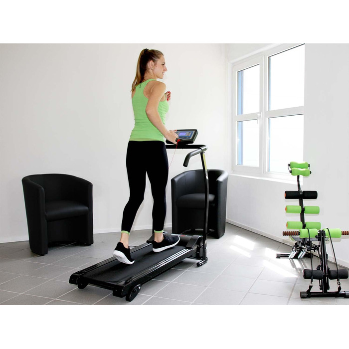 Біговий доріжка MAXOfit MF-17 для дому: складаний, тихий електромотор 1-10 км/год, 12 програм, LCD-дисплей