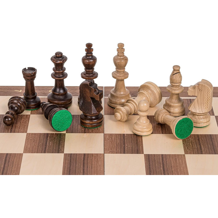 Шахова дошка та фігури Staunton №6 Square Pro, дерево горіх, шаховий набір