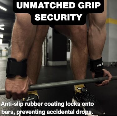 Набір гачків для штанги (2 шт) - чорний - неопрен - гачок для важкої атлетики - WEARABLE_WEIGHT - липучка - чорний