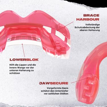 SAFEJAWZ Захист зубів для брекетів, універсальний розмір. Захисний капу для спорту: регбі, MMA, бокс, кікбоксинг, дзюдо, хокей (Еіс Роза)
