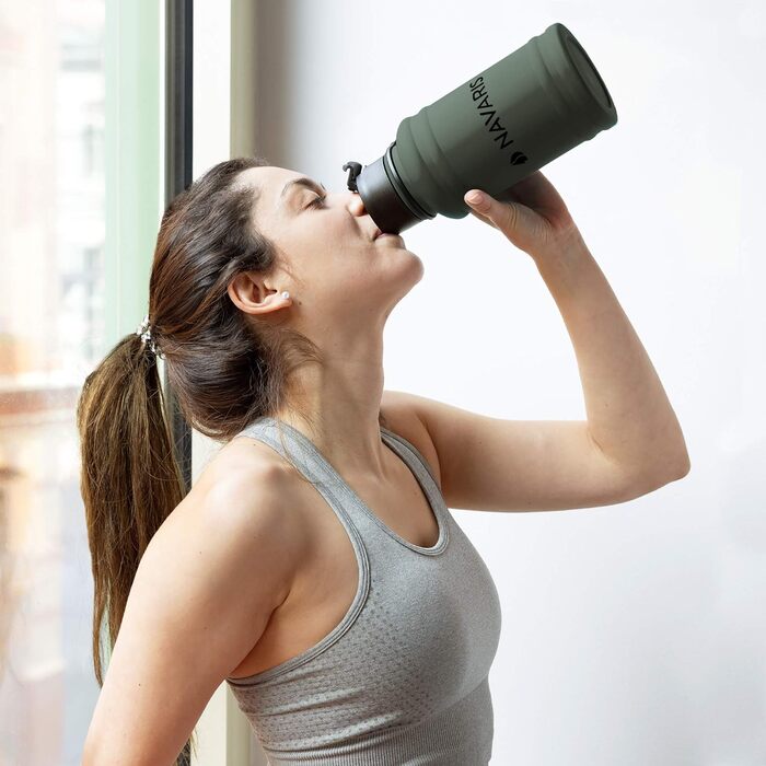 Спортивна пляшка Navaris 1,3 л з нержавіючої сталі, BPA Free, для фітнесу, антрацит