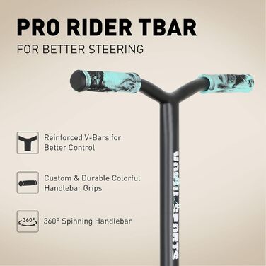 Скутер для трюків Joycruise Profi Scooters – ідеальний вибір для дітей та підлітків (від 6 років). Міцний фристайл-скутер з 360° поворотом та колесами 100 мм. Чорний колір, золоті акценти.