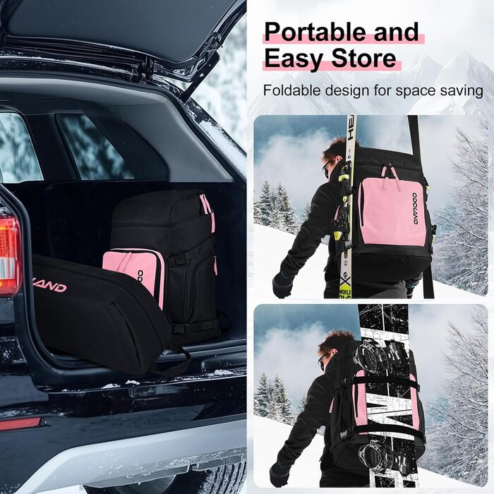 Сумка для лиж Odoland Skitasche Set, рожева: містка, водонепроникна, для подорожей, до 200 см