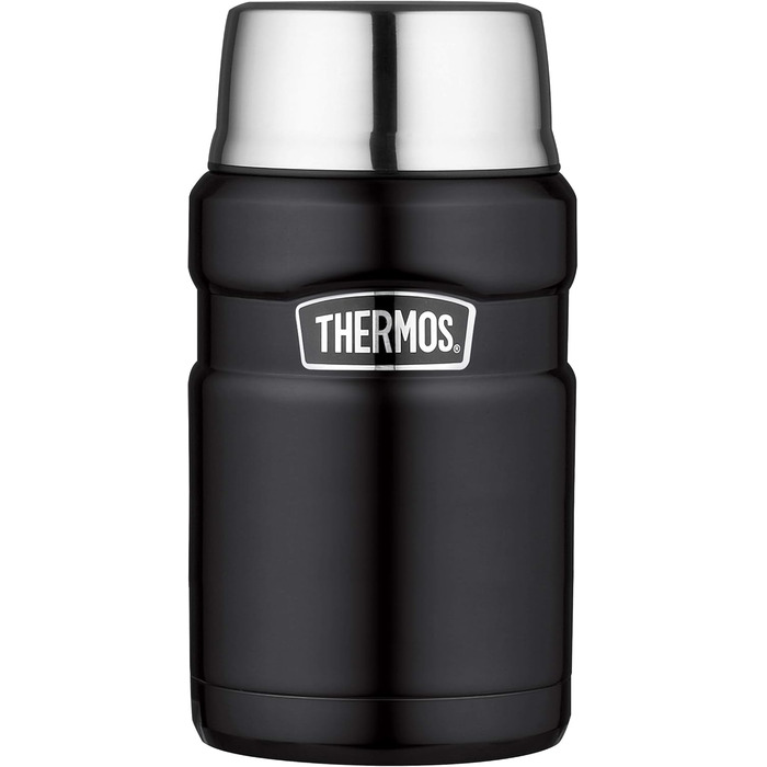 Термос для напоїв THERMOS Stainless King 1,2 л чорний матовий, 24 год гаряче/холодне + харчовий контейнер THERMOS Stainless King 0,71 л чорний матовий з ложкою, 14 год гаряче/24 год холодне