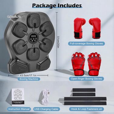 Боксерський тренажер з LED підсвіткою та Bluetooth Music Boxing Machine: 9 режимів, 9 швидкостей, дисплей калорій та швидкості, регульована висота для дітей та дорослих + 2 пари рукавичок