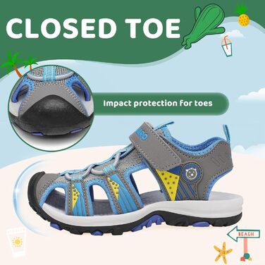 Сандалі дитячі SAGUARO для хлопчиків та дівчаток Trekking, сірі, 38 EU - Нековзні, дихаючі пішохідні сандалі