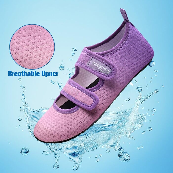 Шкарпетки для плавання WateLves: аквашузи для жінок та чоловіків, швидковисихаючі, дихаючі, пляжні, для басейну, унісекс (перехідний колір фіолетовий, 38/39 EU)