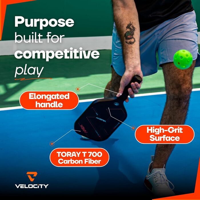 Пікбол ракетка Raw Carbon Fiber Pickleball Paddle – Преміум Toray T700 – Сертифікована USA Pickleball – Ракетка для пікболу Power & Control з вуглецевого волокна
