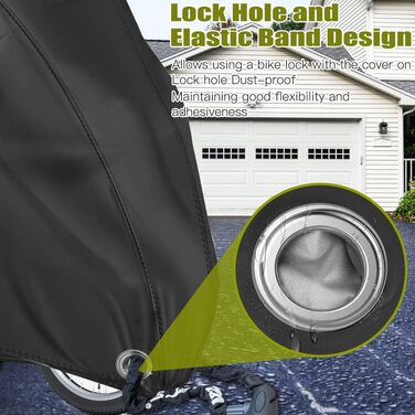 Водонепроникний чохол для велосипеда з щільного оксфордського полотна з кільцями для замка, ПУ-покриття, 200 x 110 x 90CM, з сумкою для зберігання, для зовнішнього використання