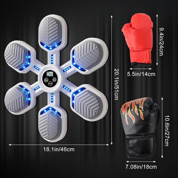 Музична боксерська машина Wandmodell - бокс з Bluetooth, LED, 9 швидкостей, 9 режимів для дітей та дорослих