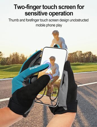 Велосипедні рукавички INBIKE для чоловіків, 2 пальці, сенсорний екран, ударостійкі, дихаючі, IHC406 (Блакитний, S)