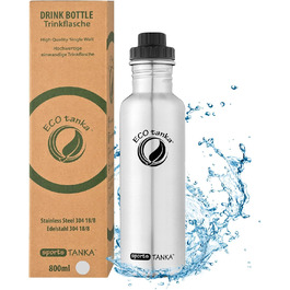 Пляшка для води ECOtanka sportsTANKA 0,8 л нержавійка, герметична, BPA-free, для спорту, фітнесу, туризму