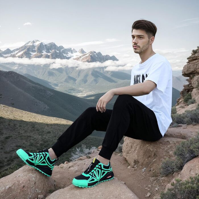 Чоловічі трекінгові кросівки для трейлраннінгу. Легкі, дихаючі, з антиковзкою підошвою. Розміри 39-48 (47 EU), колір зелений