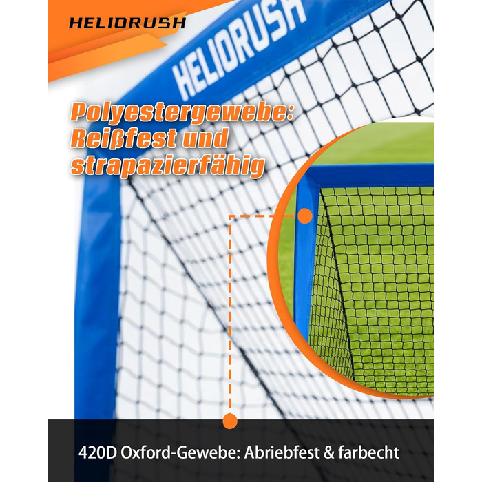 Дитячі футбольні ворота для саду 2 в 1, 120x90 см - з Oxford тканиною 420D, металевим з'єднанням, м'яч, конуси, насос, сумка - Складні ворота (Сині)