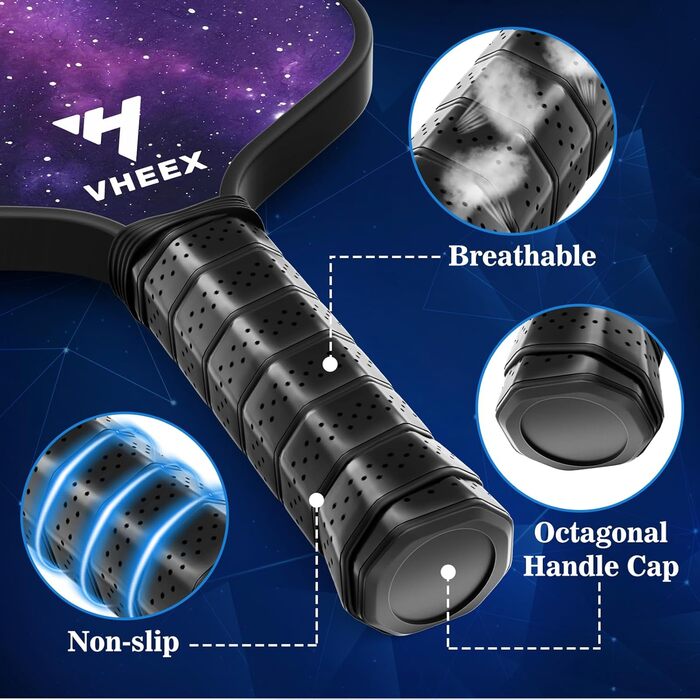 Набір для піклболу: 4 преміум дерев'яні кульки та сумка. Шляпи для піклболу, подарунок для початківців та професіоналів, обладнання для тренувань. Підходить для жінок, чоловіків, сімей. (Зоряне небо, 4 шт.)